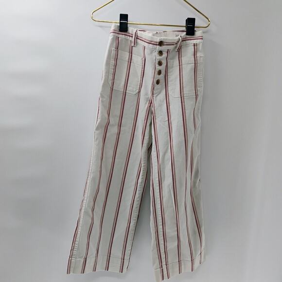 Gap Wide Leg Cropped Pants Womens 6 Multicolor High Rise Striped - Picture 11 of 13